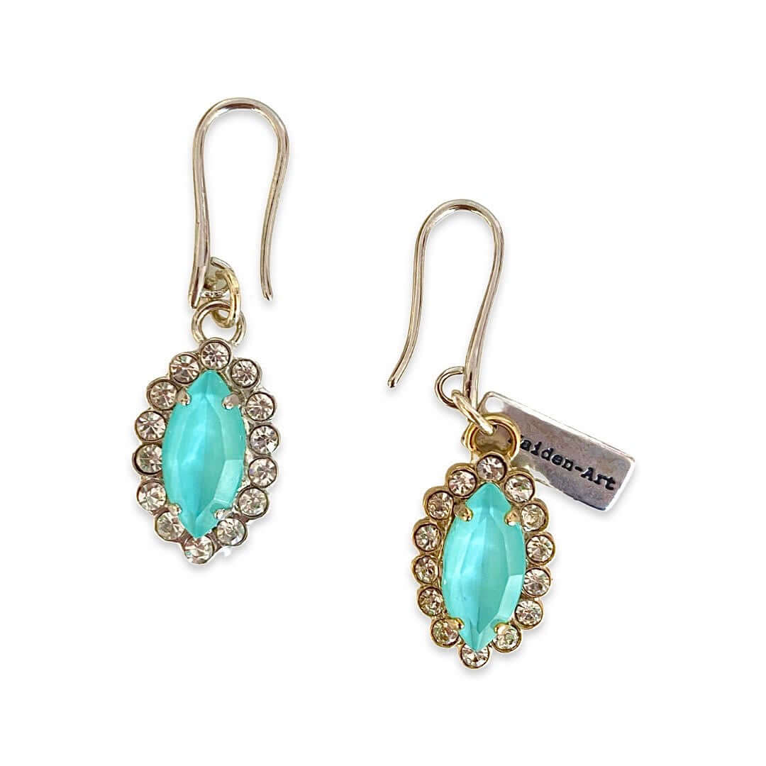 Turquoise Blue Statement Earrings and Rhinestones.